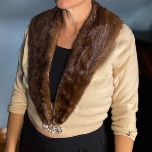 Vintage Hadley Cardigan Mink Fur Collar